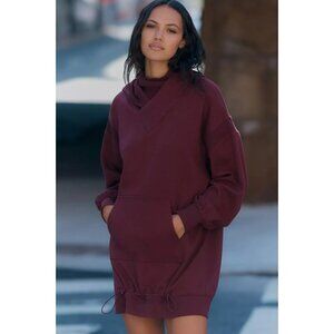 Daily Practice by Anthropologie Hooded Mini Dress Long Sleeve Wine XS NEW 276470